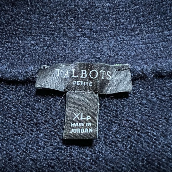 TALBOTS Blue/Gray Color Block Cardigan Sweater Size XL Petite Classic Minimalist - Picture 6 of 7